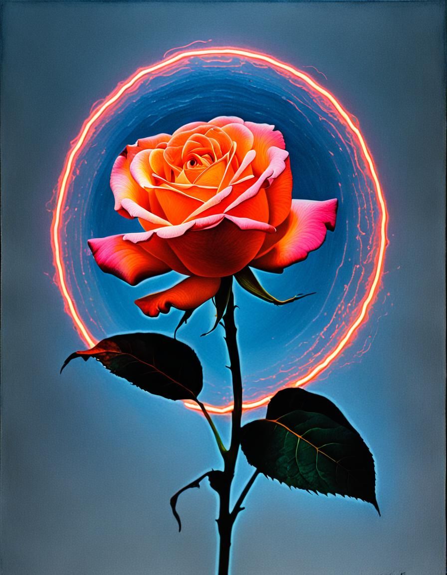 Majestic Rose in Abstract Hyperrealism Style