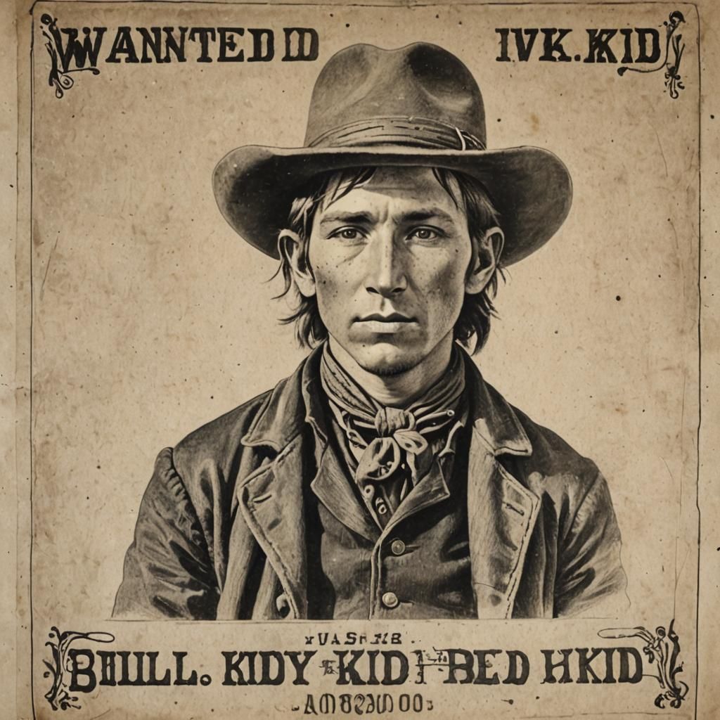 Billy the Kid Wanted Poster in Pencil Sketch