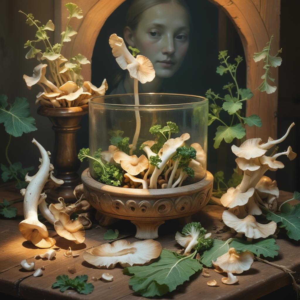 Luminescent Radish Still Life in Renaissance Style