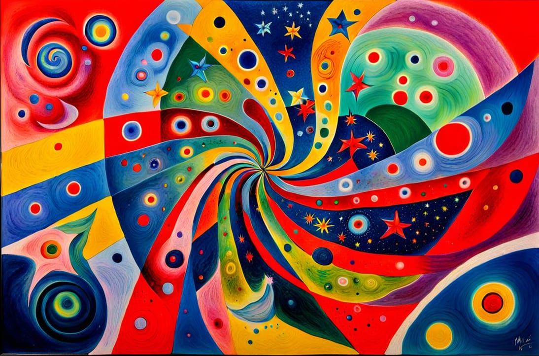 Abstract Stars and Nebulae in Naive Art Style