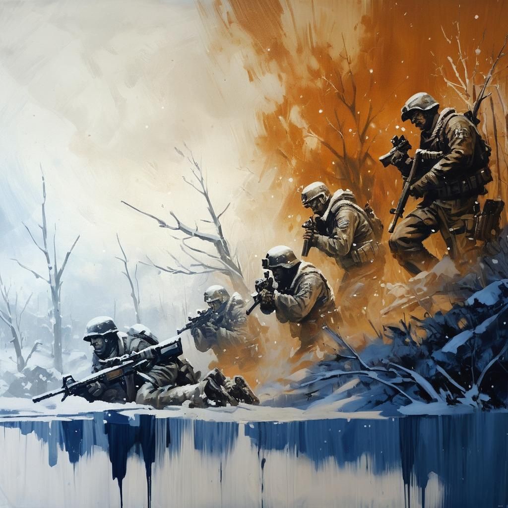 Call of Duty Snow Scene in Ashley Wood Style