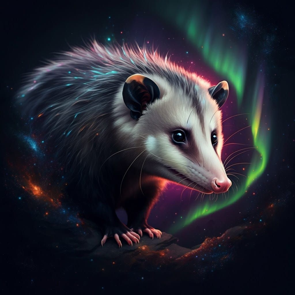 Ethereal Opossum Emanates from Cosmic Whirlpool