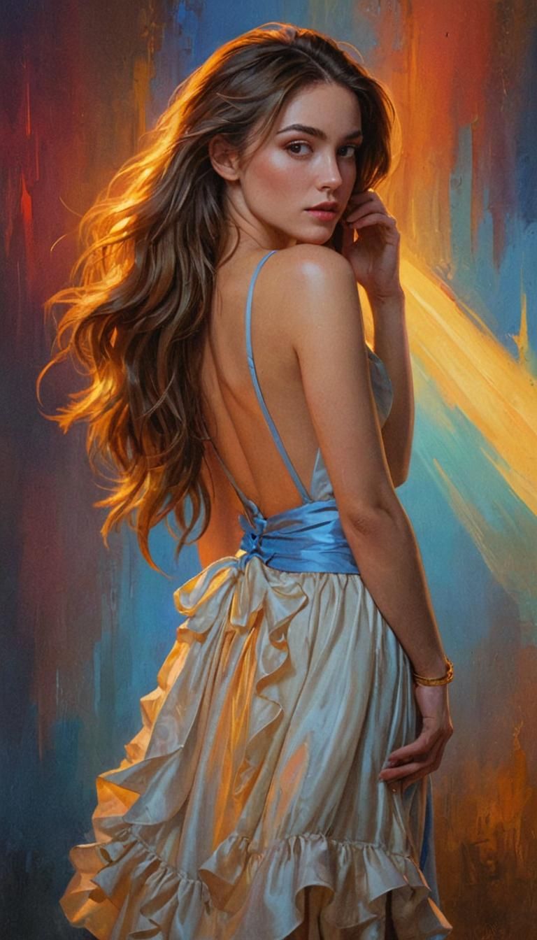 Elegant Woman Portrait with Volumetric Lighting