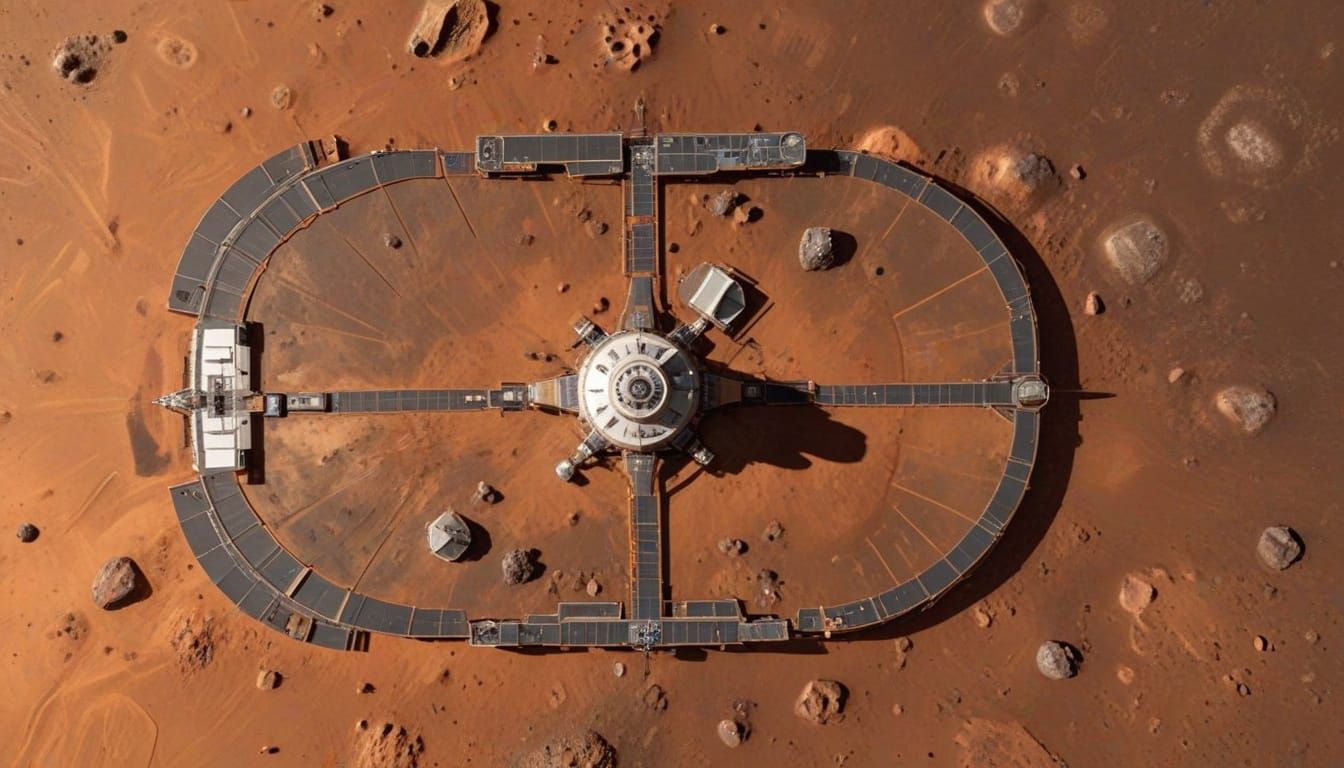 Mars Base: Top-Down View of Martian Outpost