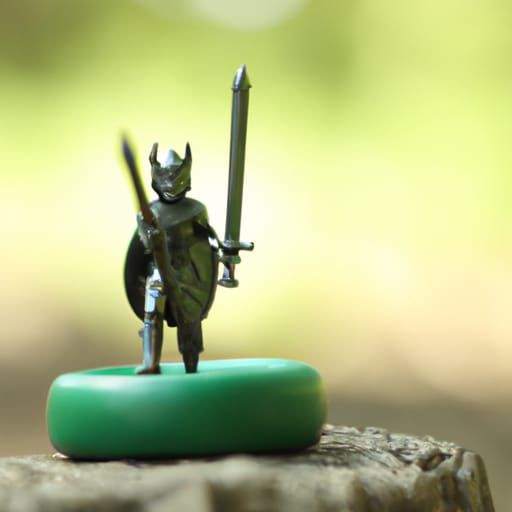 Green Medieval Knight Miniature, Professional Photography