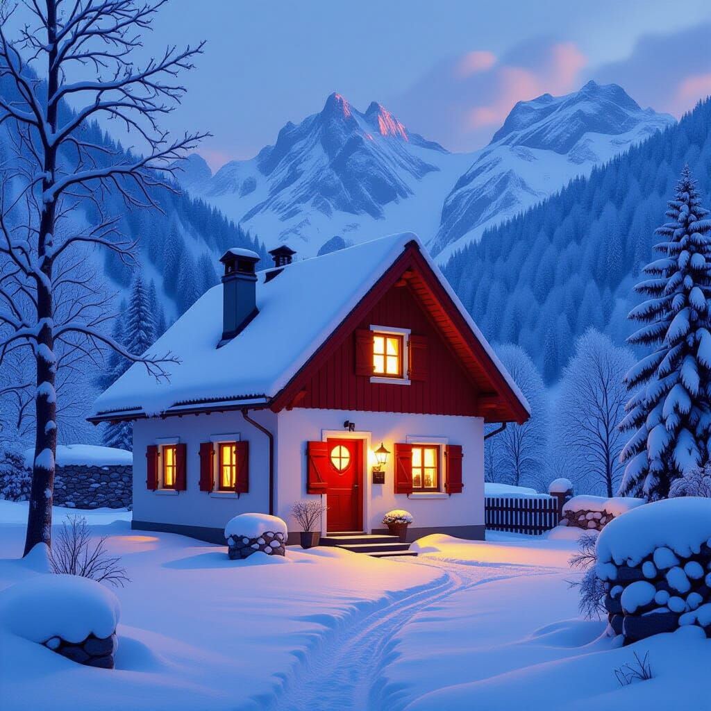 Secluded Austrian Cottage in Golden Light