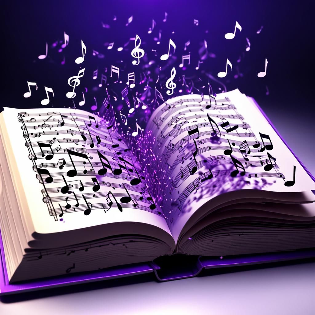 Magical Music Notes Bursting From Open Book