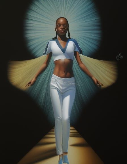 Teal,Navy,black , white art by 
Kevin Grevioux hyperrealism ...
