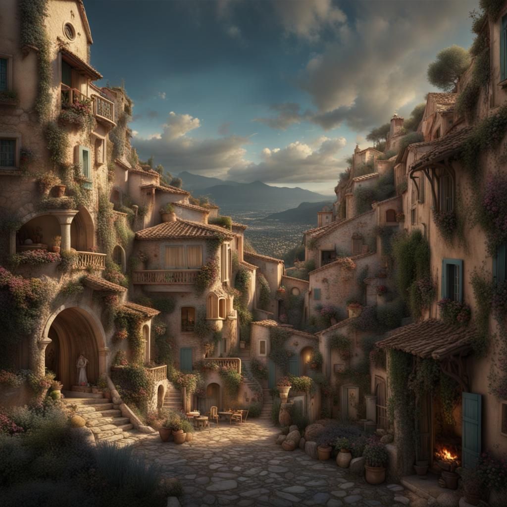 Provencal Crèche Scene in Digital Matte Painting