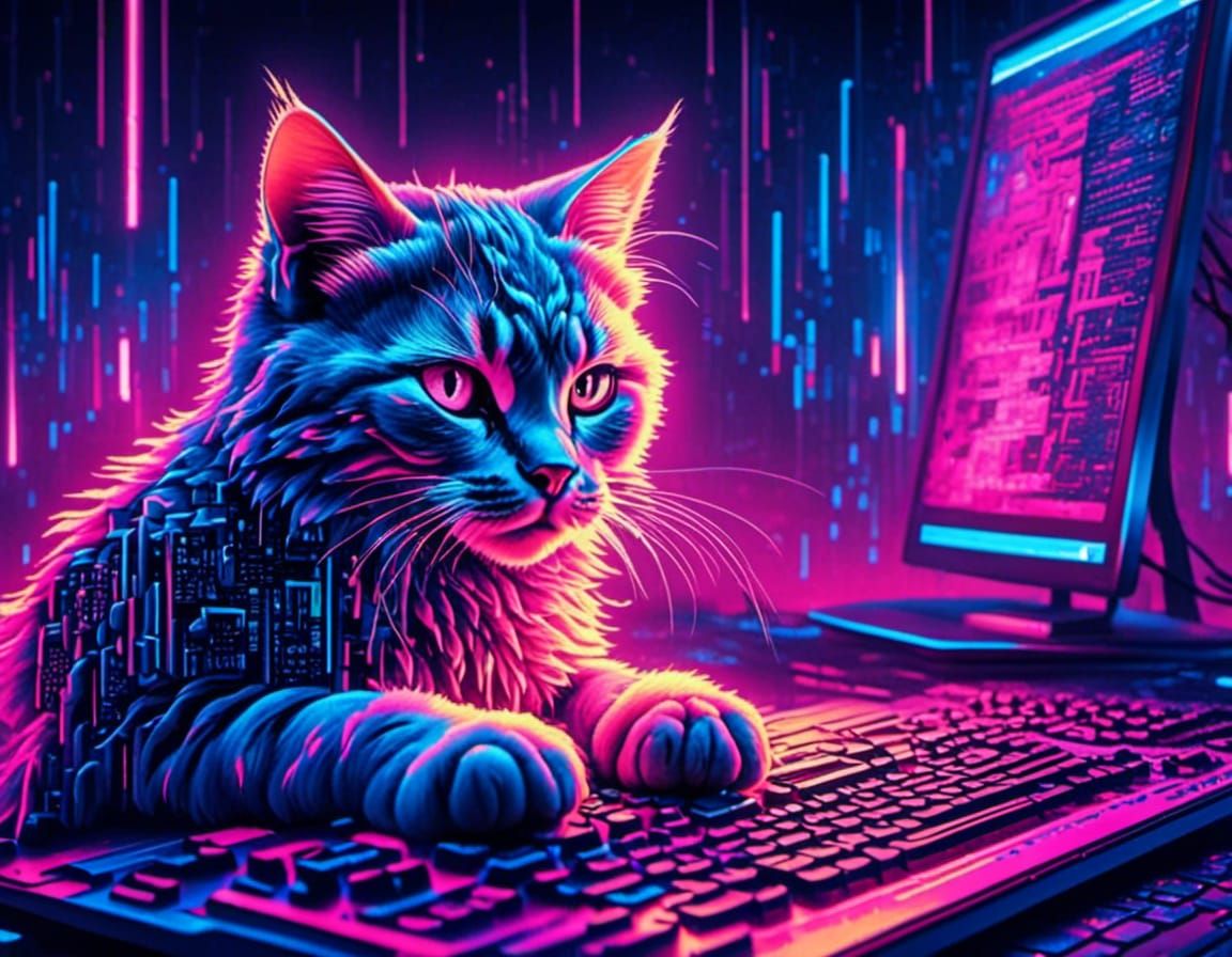 Hacker Cat <lora:CyberPrime:1.0>