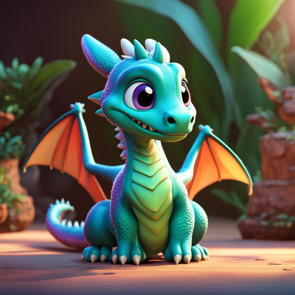 Cute Dragon in 3D Digital Art Style