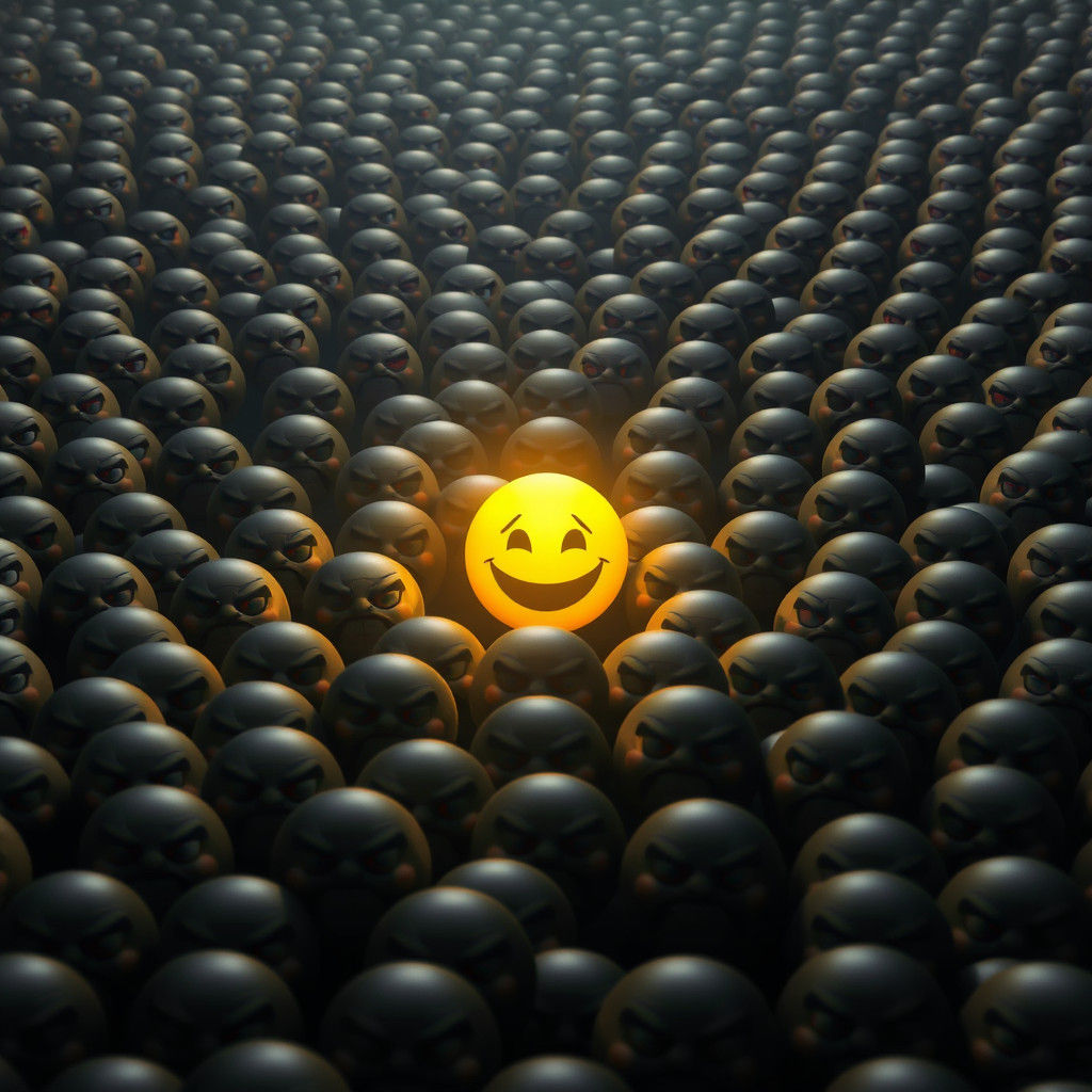 One Smiling Emoji Among a Million Angry Faces