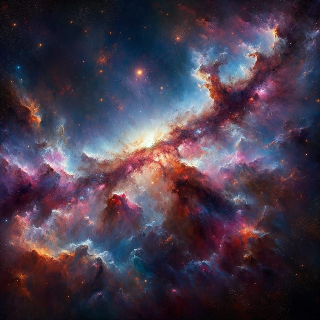 Milky Way Galaxy in Impasto Painting Style