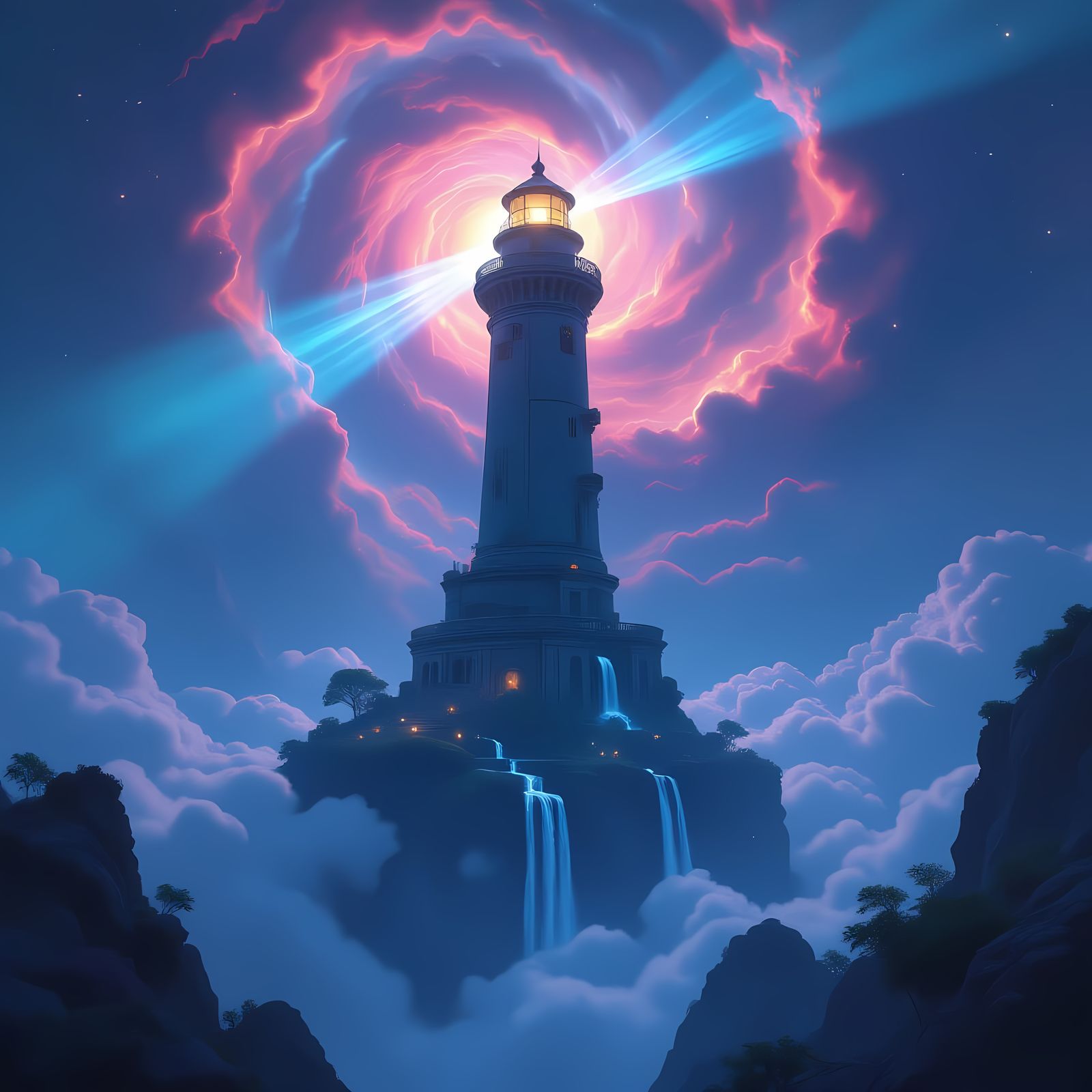 Ancient Lighthouse Guides Through Cosmic Nebula