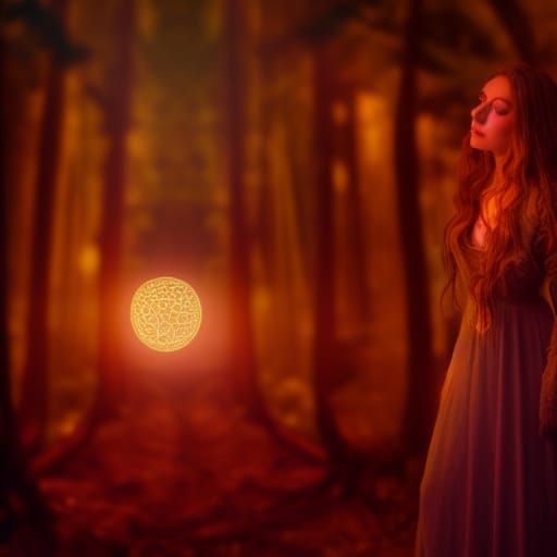 Medieval Fairy in Mystical Forest: Pre-Raphaelite Style