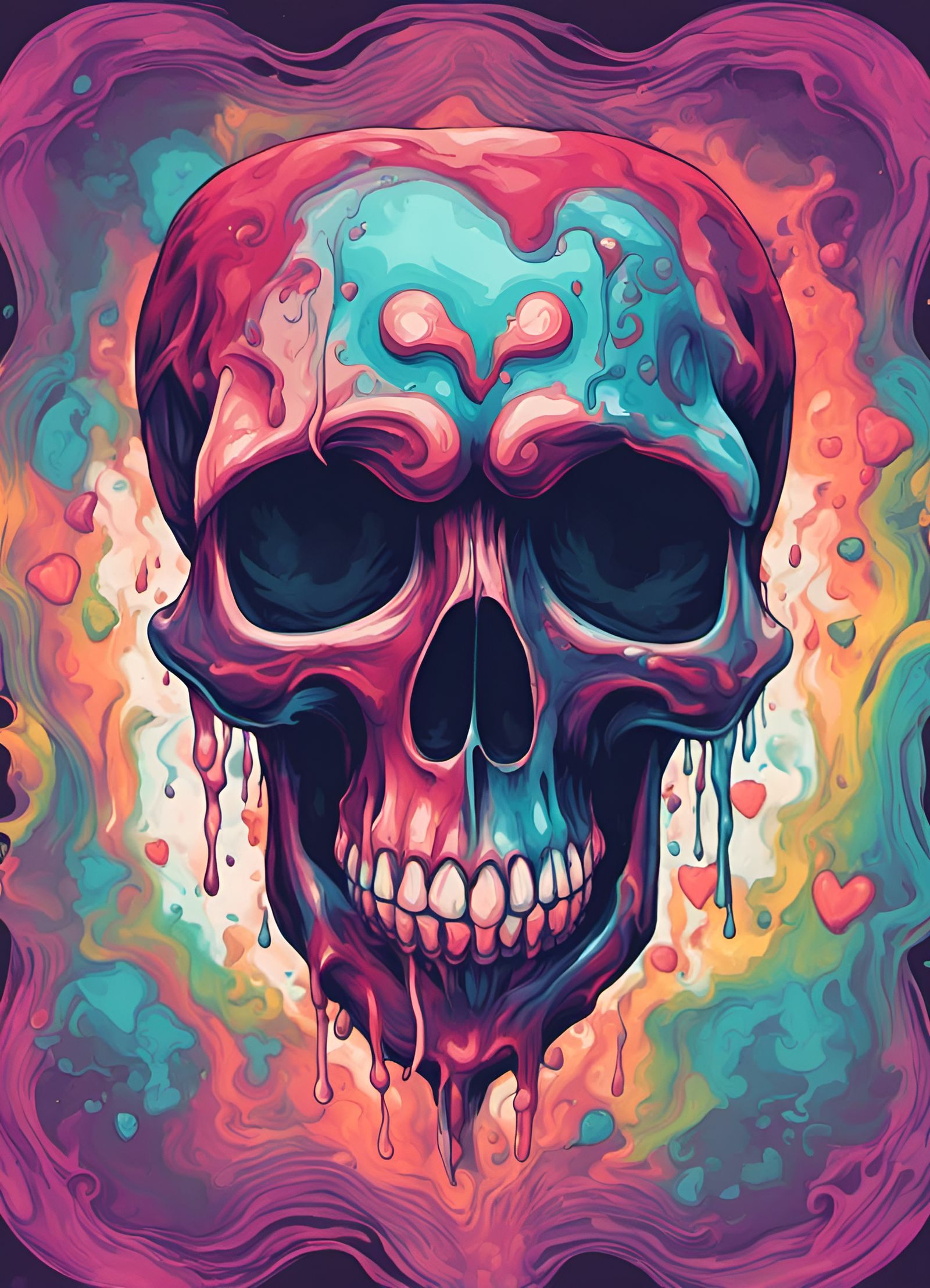 Melting Heart Shaped Skull