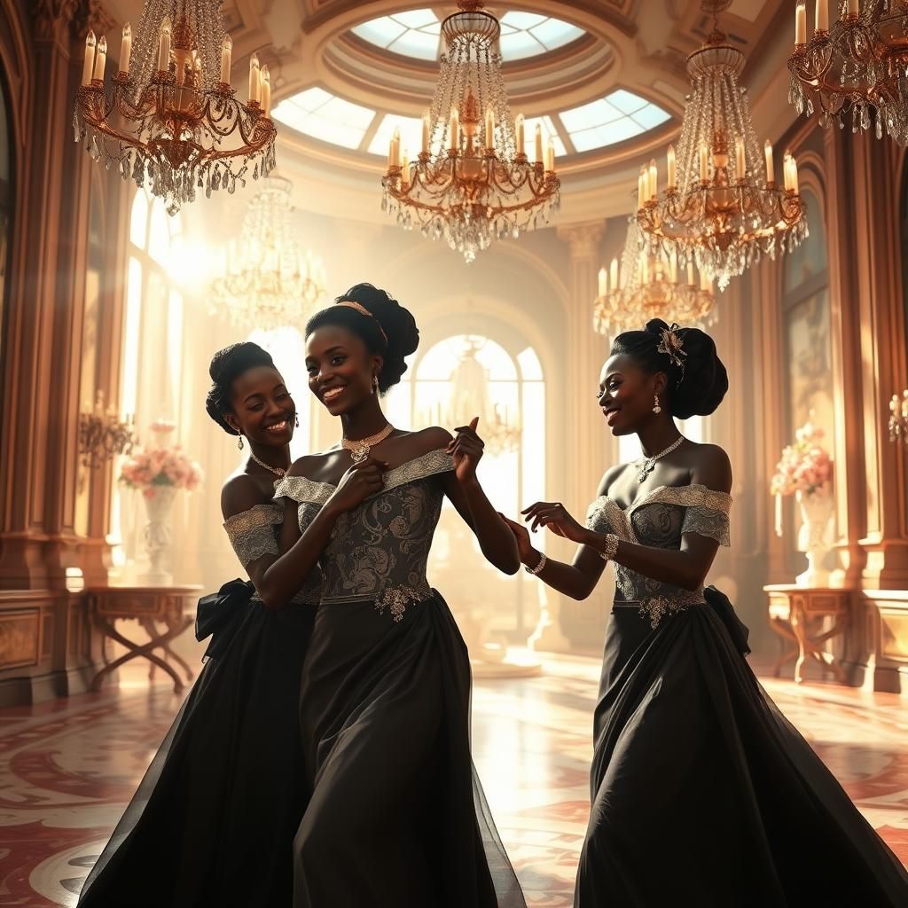 Regency Era Ballroom Dance in Matte Painting Style