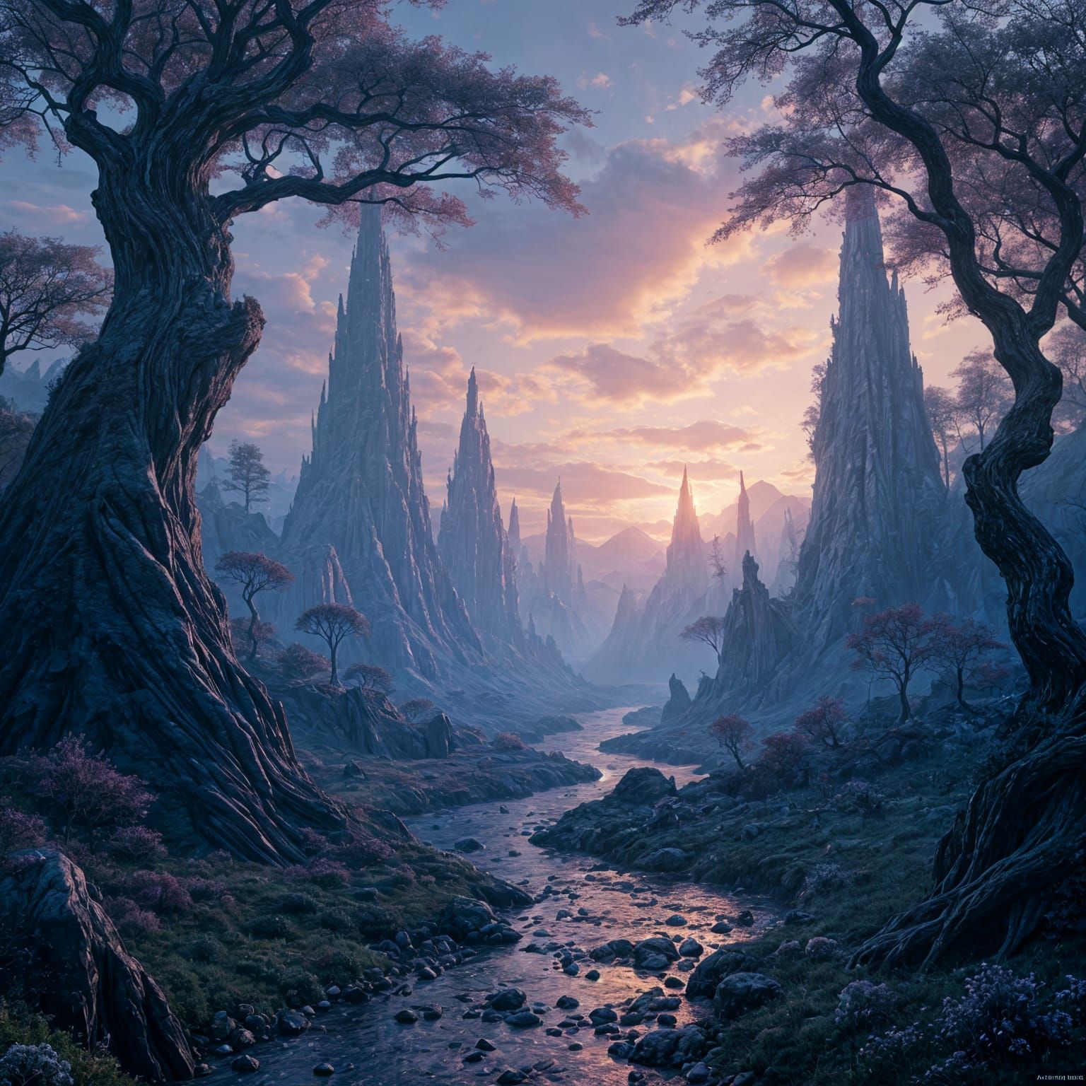 Fantastical Confused Figure in Detailed Matte Painting