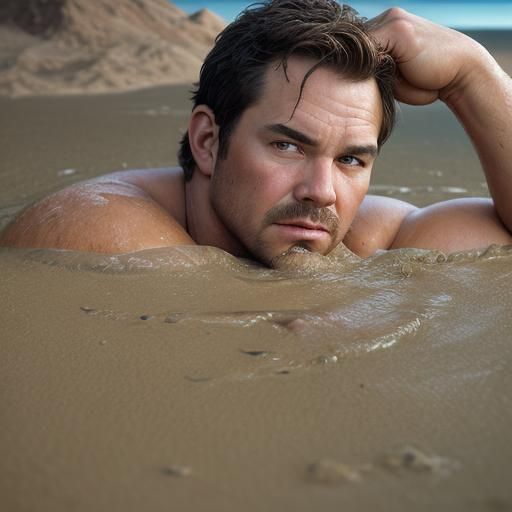 Man Sinking in Quicksand: Professional Studio Portrait