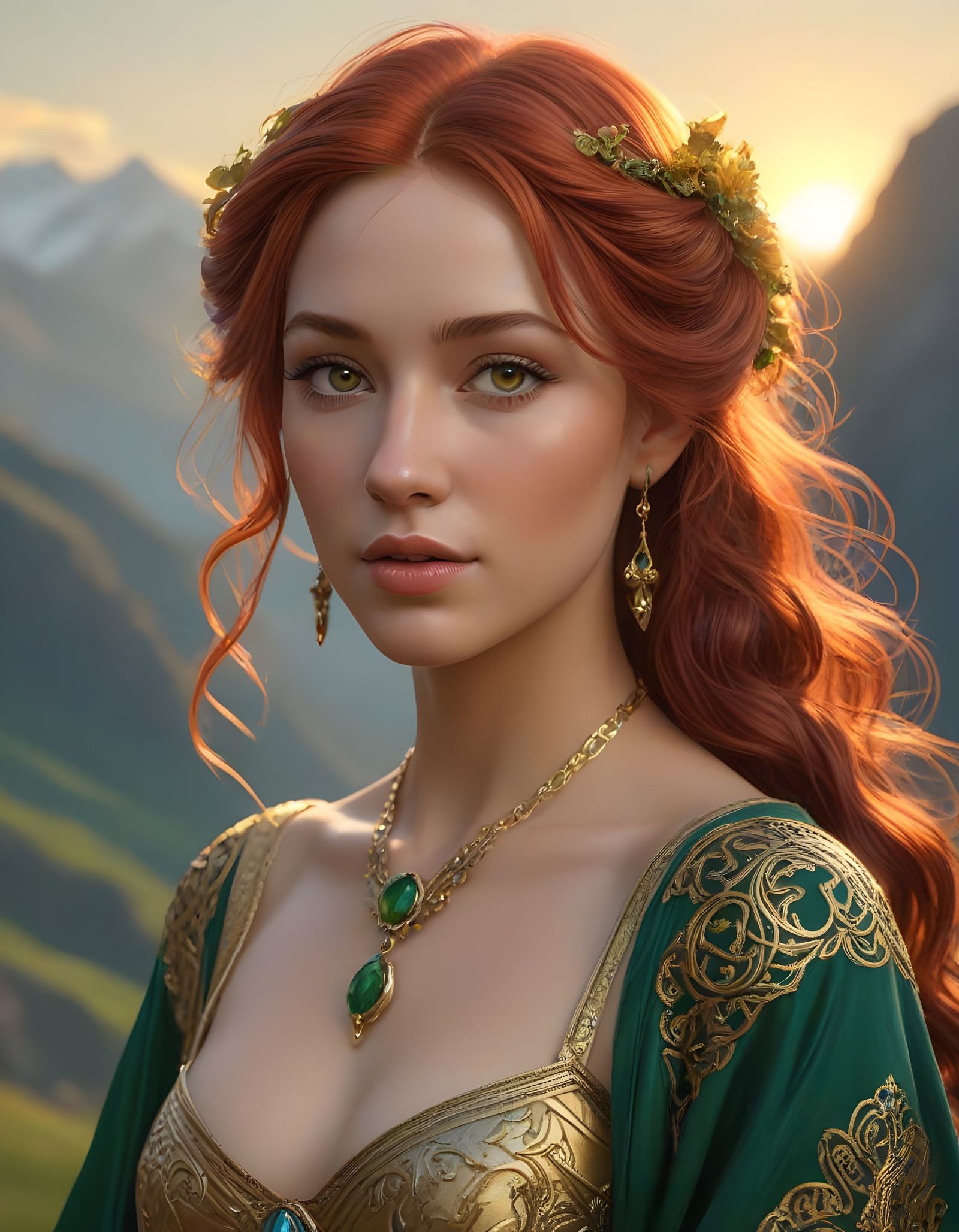 Majestic Norse Goddess of the Sun Basks in Sunset Glory