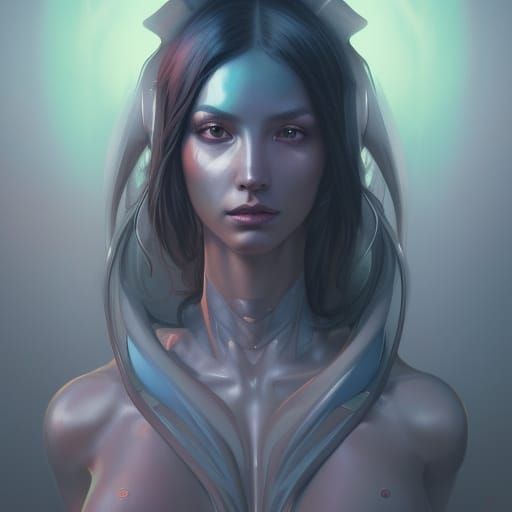 Alien Girl Portrait in Spacecore Aesthetic