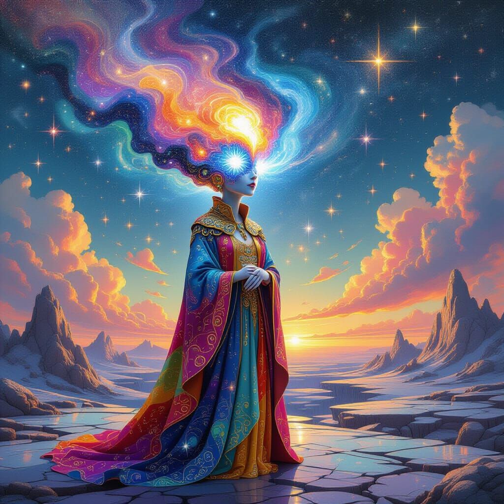 Surreal Cosmic Portrait with Galaxy Head