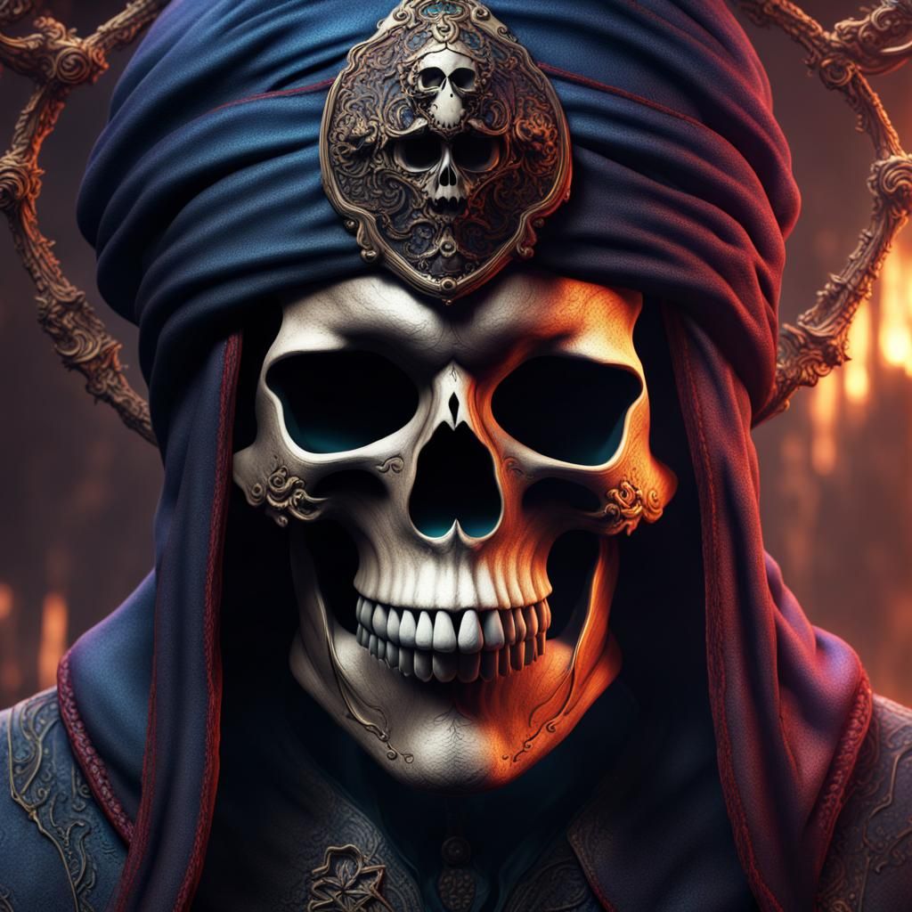 Blindfolded Skull in Detailed Matte Painting