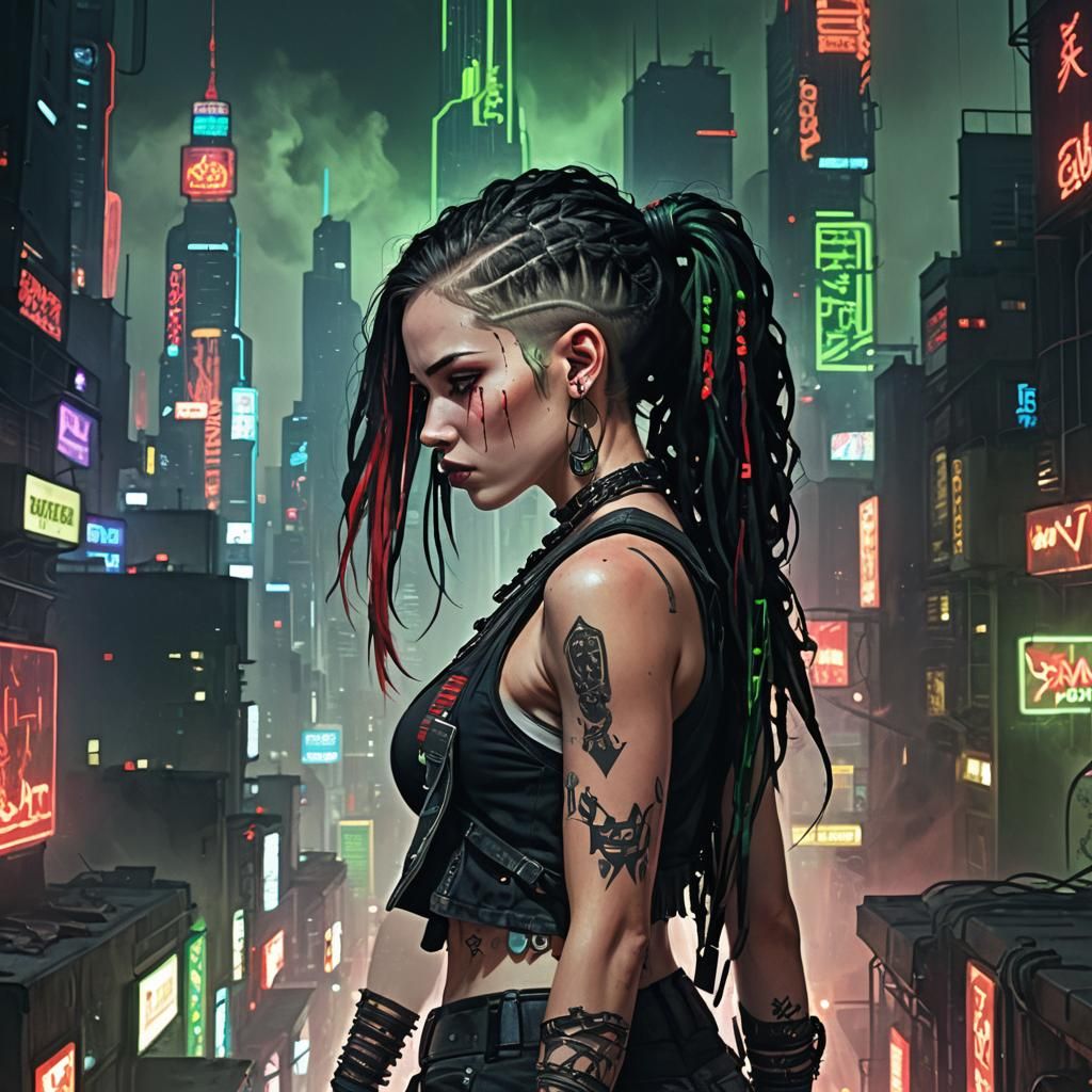 Cyberpunk Rock Star Shreds on Stage