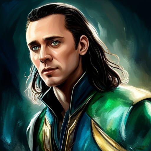 Loki of Asgard in Detailed Impasto Style