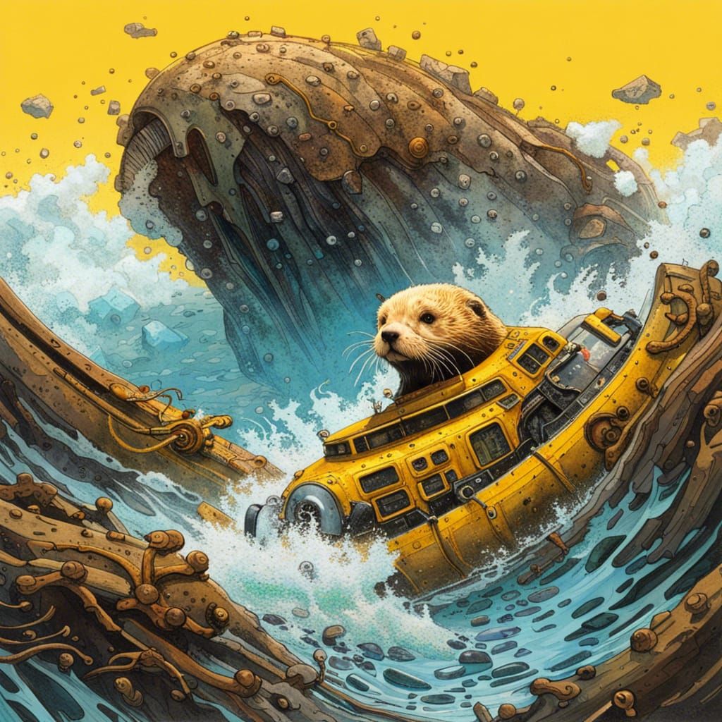 Sea Otter and Octopus Chase: Sci-Fi Folk Horror