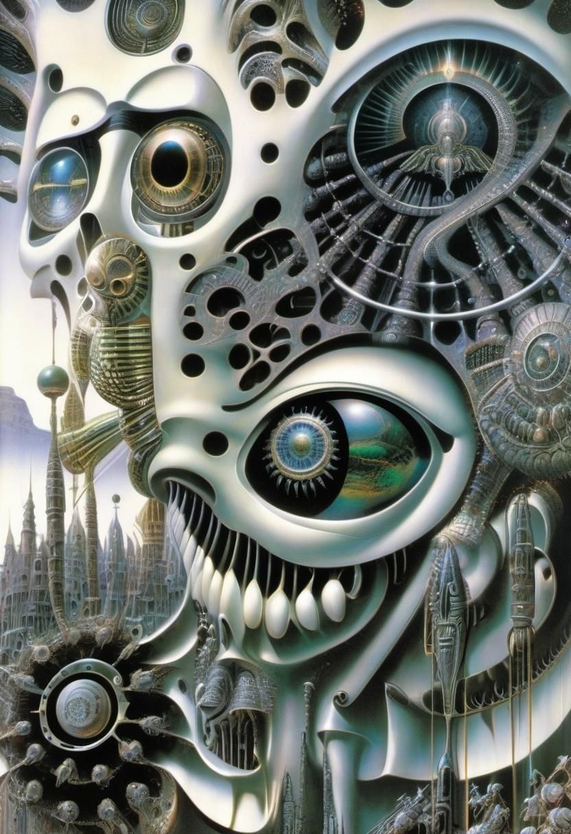 Cyborg Uprising in Surrealist Sci-Fi Style