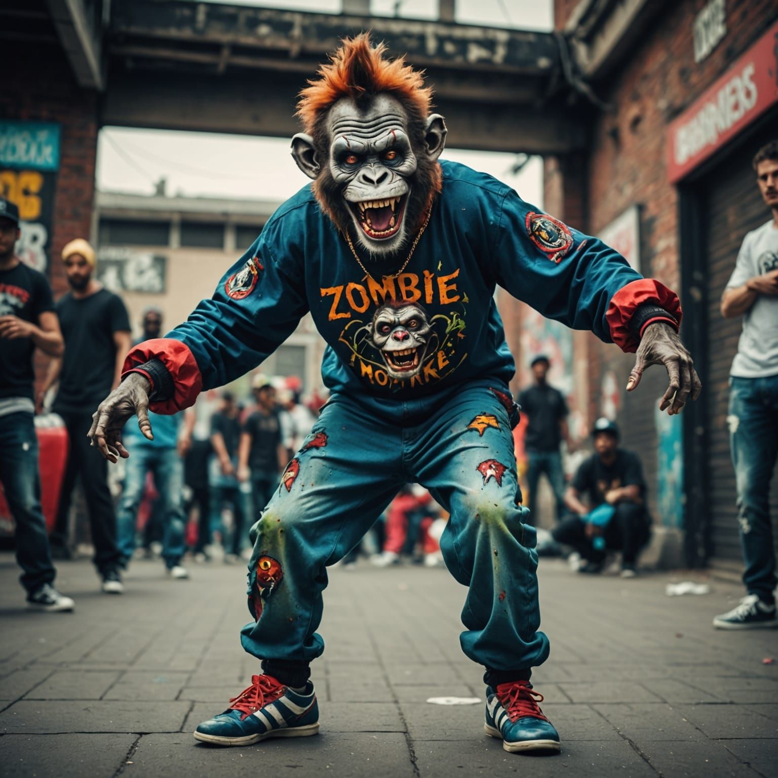 Hyperrealistic Zombie Monkey Clown Breakdancer