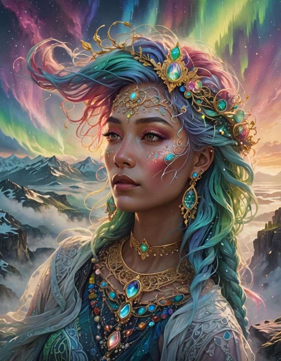 Dreamlike Woman in a Misty Landscape: Splash Art