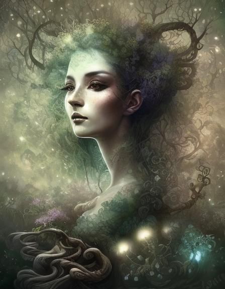 Ethereal Fairy Goddess in Dark Fantasy Portrait