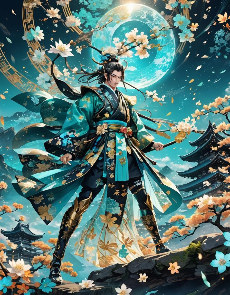 Magical Samurai Anime Portrait with Kabuki Makeup