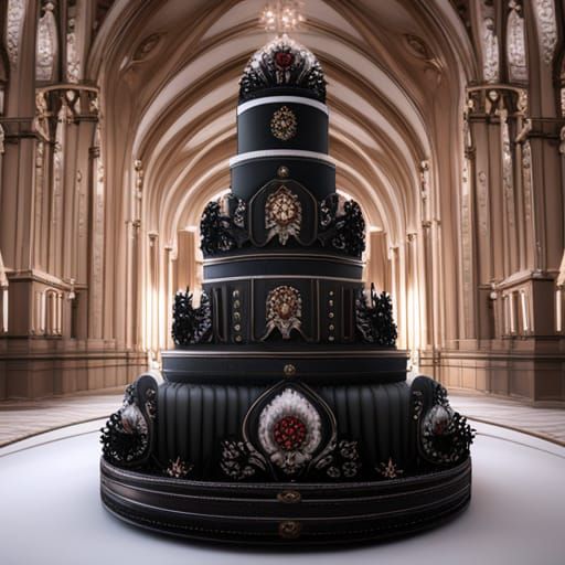 Gothic Wedding Cake in Ballroom, Detailed Matte Painting