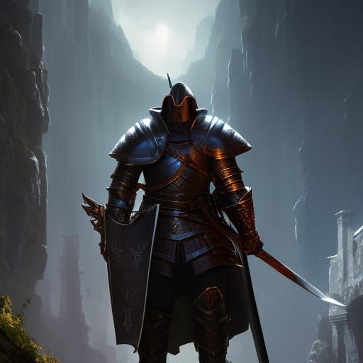 Knight's Dragon Slaying Mission: Dark Fantasy Art