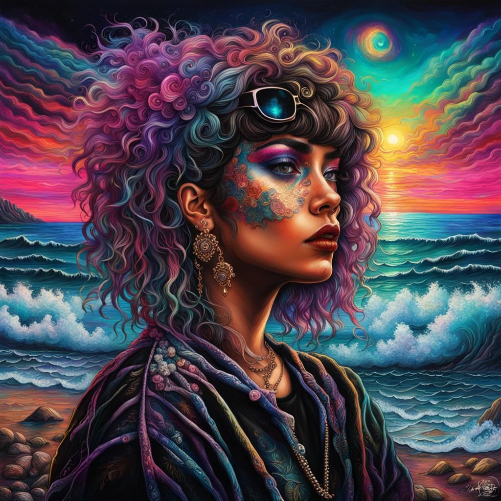 Hypersummer Rap Star Portrait on Dark Beach