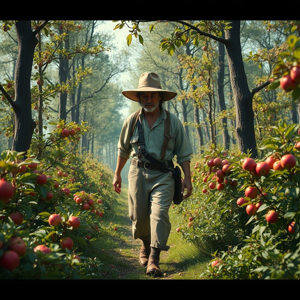 Johnny Appleseed in Dystopian Cyberpunk Forest