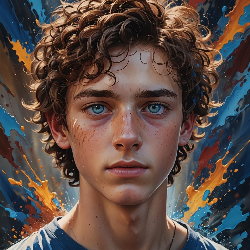 Hyperrealistic Portrait of a Boy with Brown Hair