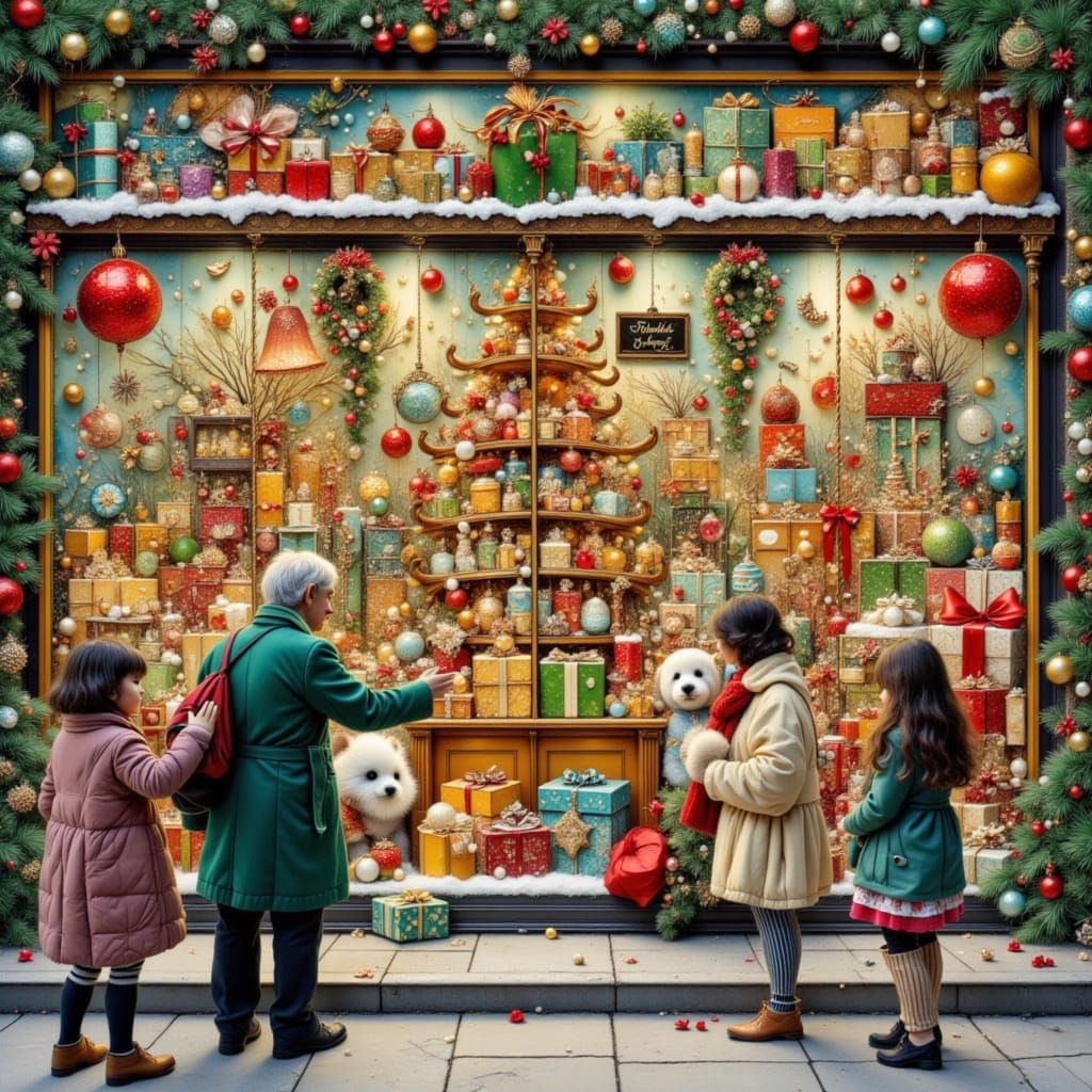 Whimsical Christmas Store Window Display in San Francisco