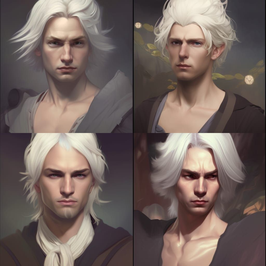 Fantasy Portrait of Man with White Hair