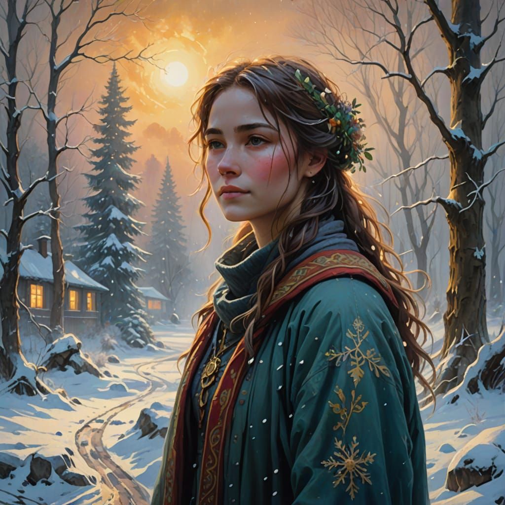 Winter Awakens in Ethereal Fantasy Oil Painting