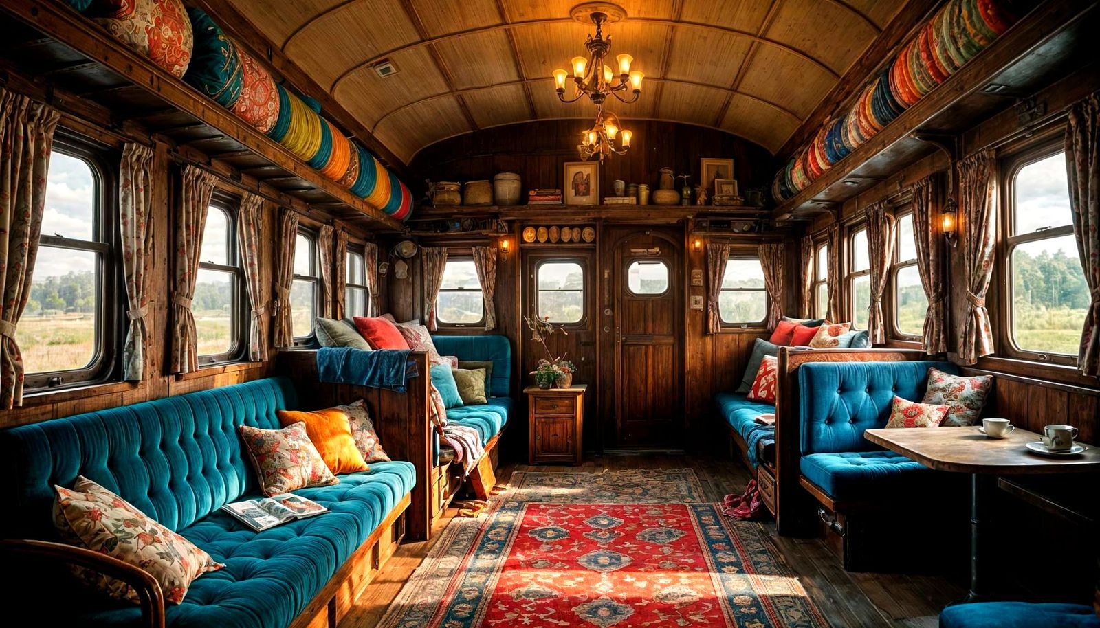 Cozy Old Train Car Interior: Hyperdetailed & Rustic Charm