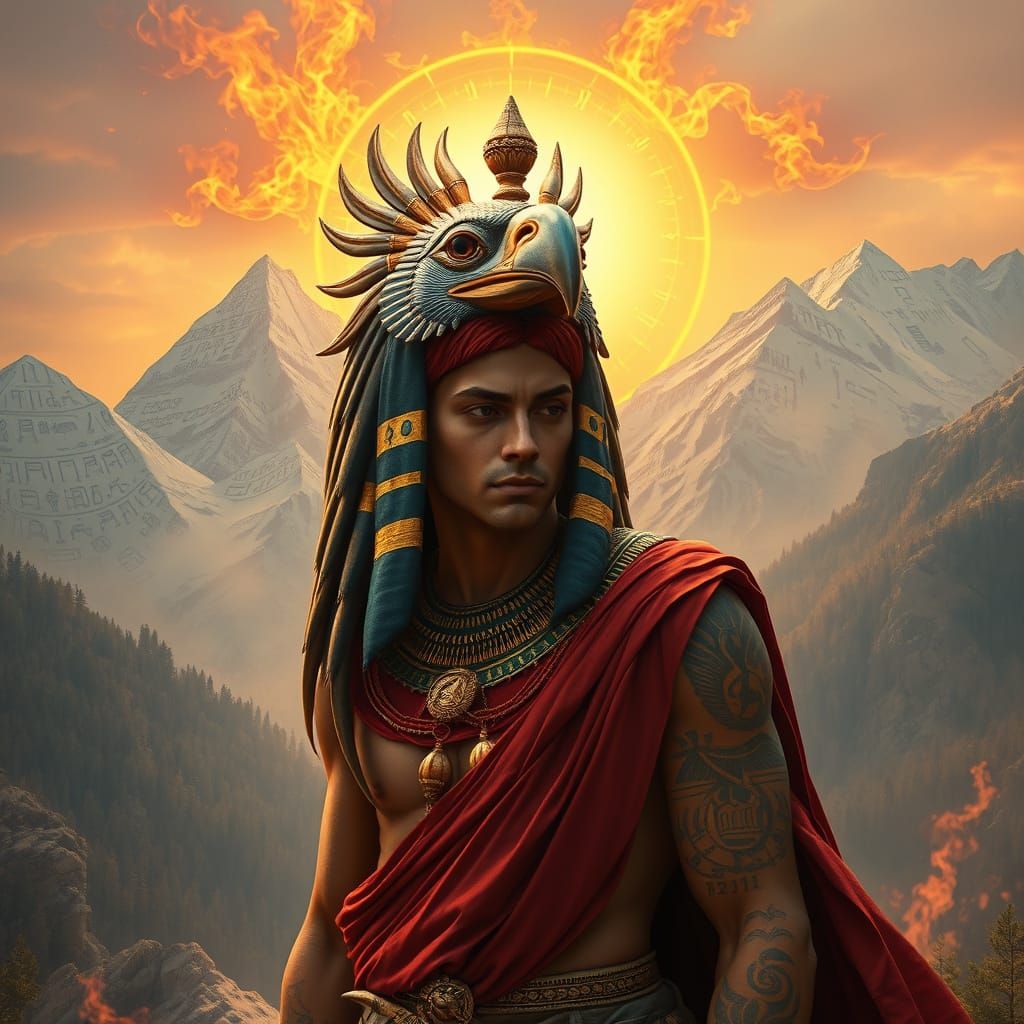 Horus Lineage Figure in Retro-Futuristic Egyptian Setting