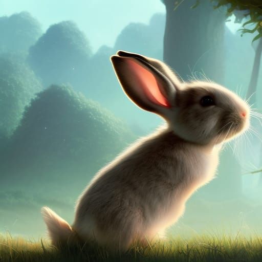 Fantastical Cute Bunny in Detailed Matte Painting