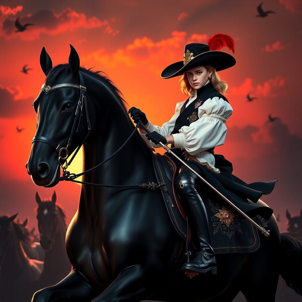 Chevalier in Opulent 18th-Century Attire, Set Against a Dram...