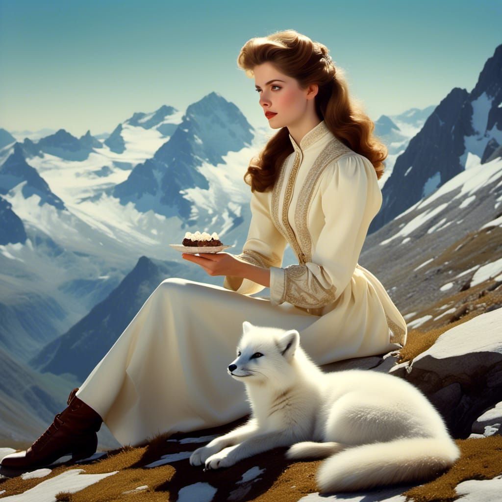 Anna Kendrick in Winter Landscape, Parrish Style
