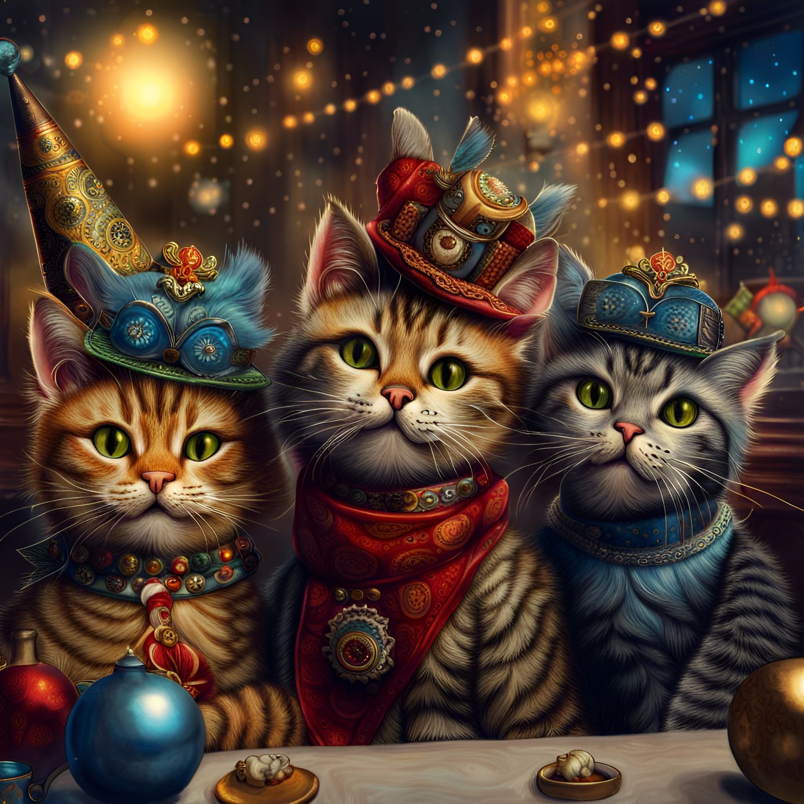 Cats Celebrate New Year's Eve in Wain Style