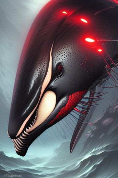Sinister Killer Whale with Glowing Eyes